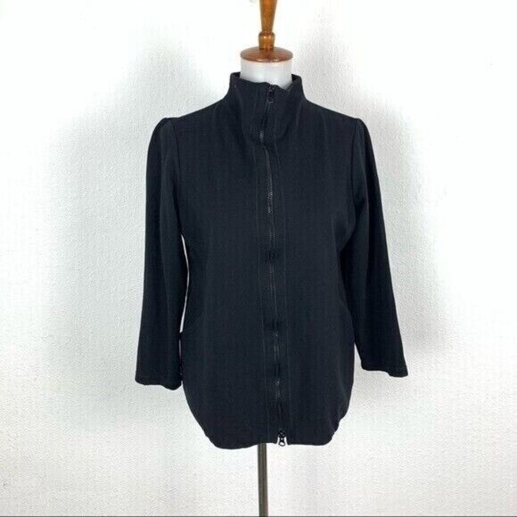 Eileen Fisher Black Zip Front Stand Collar Long Sleeve Jacket Modern Fit Medium - Picture 8 of 8